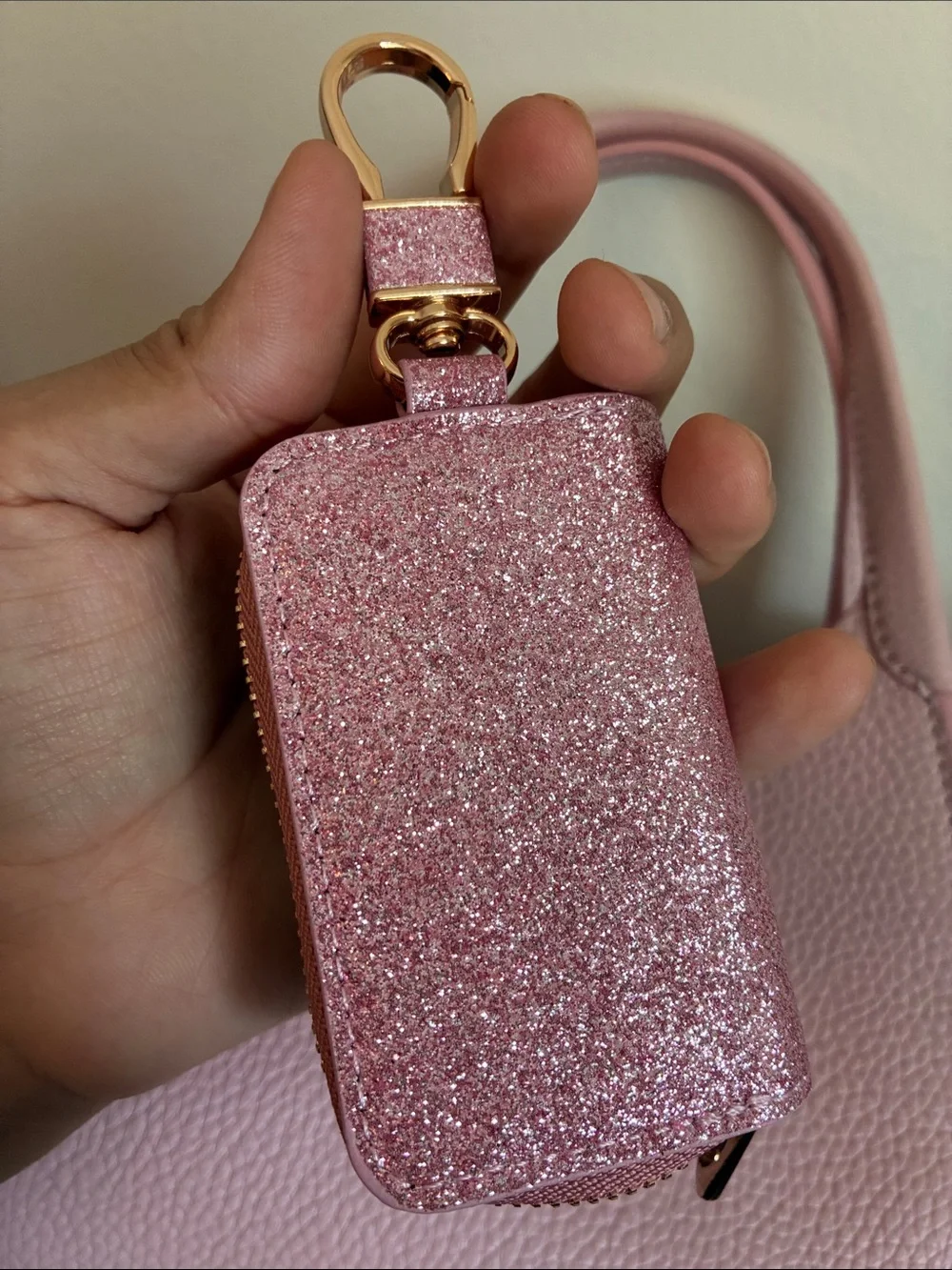 Glitter Pink Key Holder Pouch